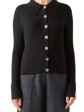 LK Bennett Willow Rib Merino Wool & Cotton Cardigan Size Medium